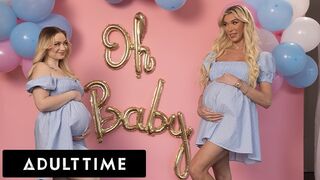 Forró terhes csajok trióban: Rylee Blake és Aubrey Kate egy hűtlen pasival élvezik egymást!