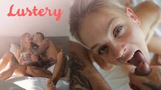 Szőke amatőr bombázó érzéki szájmunkája közelről